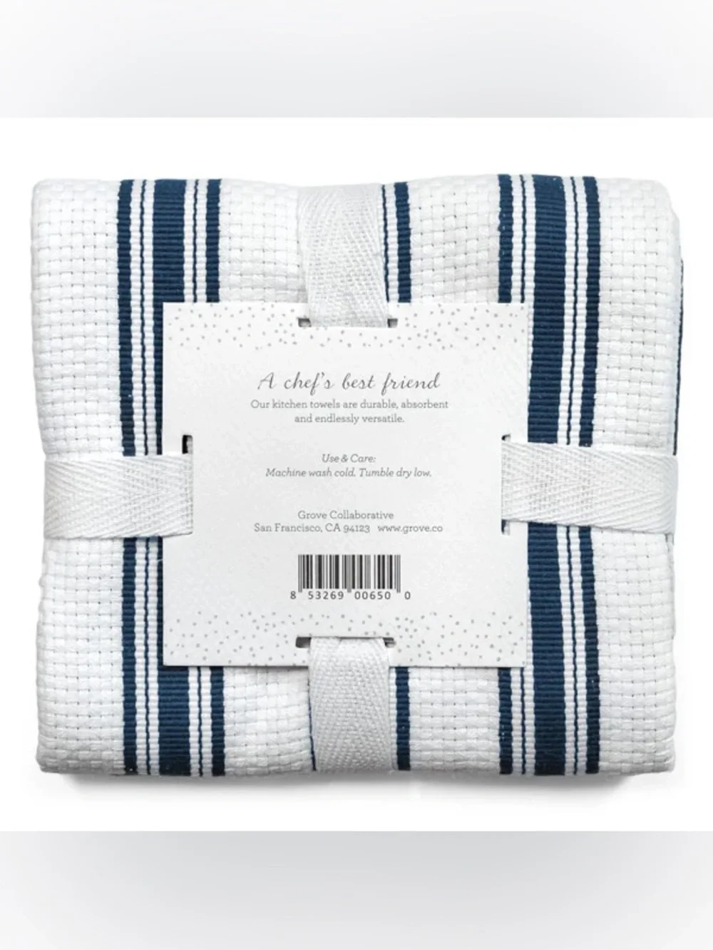 NWT Grove Collaborative Organic Cotton Classic Kitchen Towels in “Midnight Navy”
